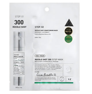 VT Cosmetics Reedle Shot 300 2-Step Face Sheet Mask, 1.5g, soothing skincare treatment in a single sheet mask.
