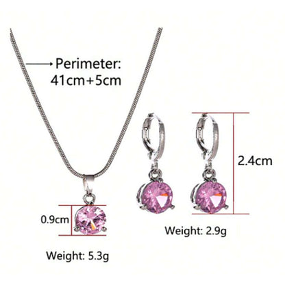 3pcs/set Elegant Cubic Zirconia Necklace And Earrings Set