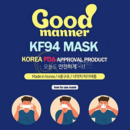 Good Manner KF94 Mask Adult (50 Mix= 25 White/25 Black) Good Manner
