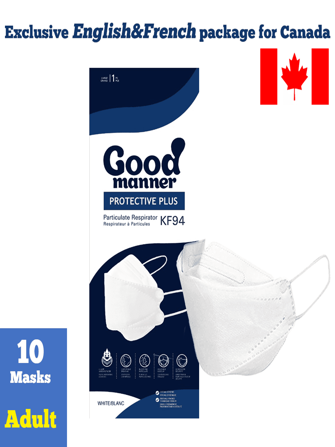 Good Manner KF94 Mask Adult (10 Masks) Good Manner