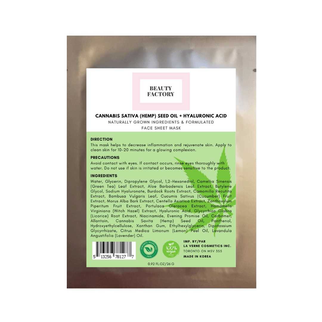 Beauty Factory Cannabis Sativa Seed Oil + Hyaluronic Acid Mask - Miessential
