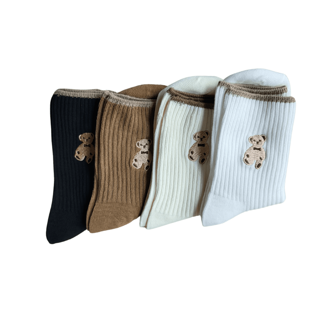 Mo & Joe Women's Teddy Bear Crew Socks (2 Pairs Set) MiessentialStore