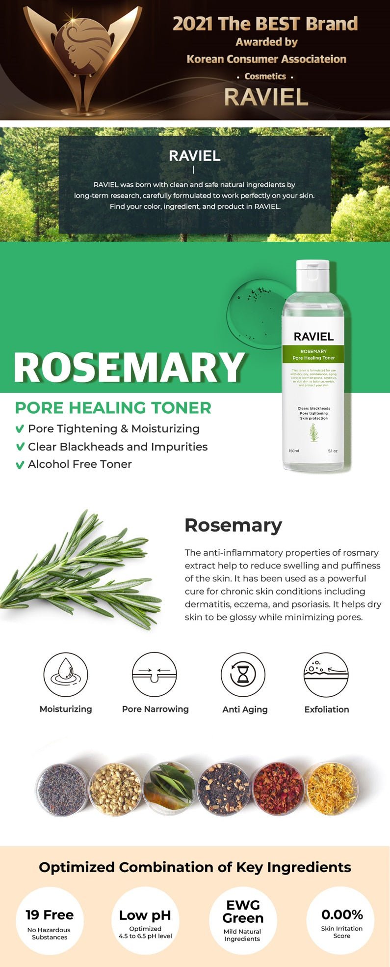 Raviel Rosemary Pore Healing Toner - Kbeauty Canada